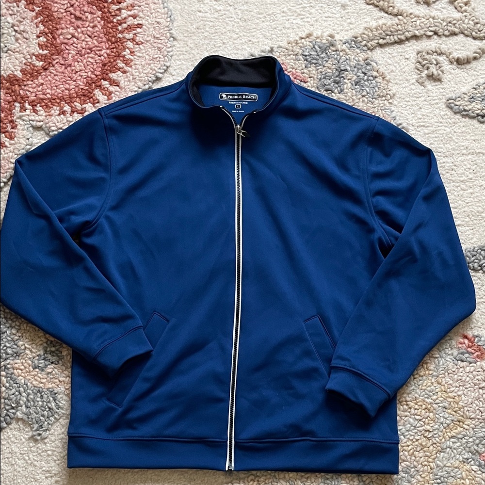Pebble Beach men's golf performance full-zip jacket in a blue color brand new